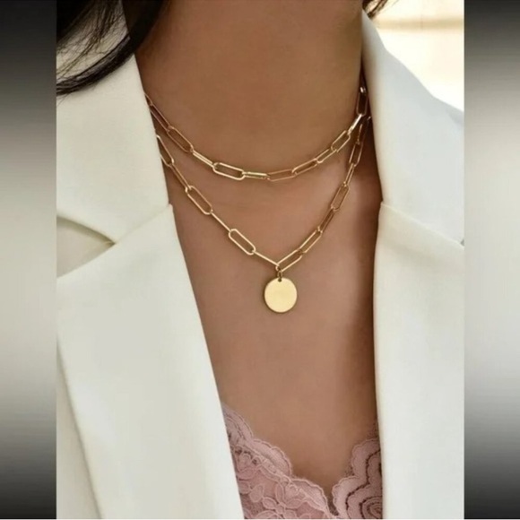 Fiorella Layered Disc Gold Necklace - Picture 3 of 3